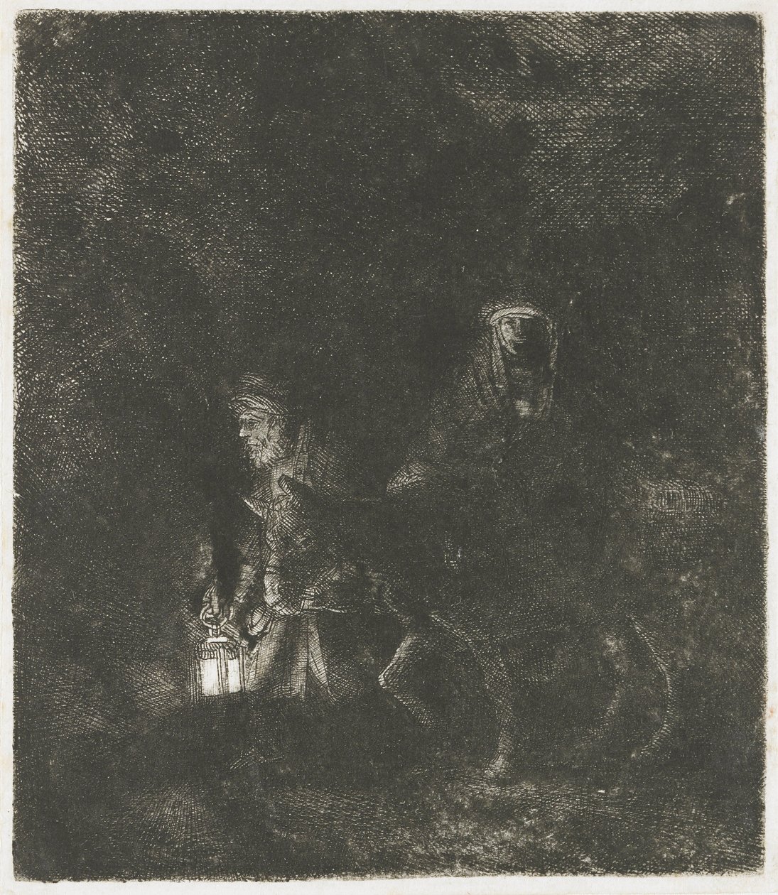 Mısır'a uçuş: bir gece parçası by Rembrandt van Rijn