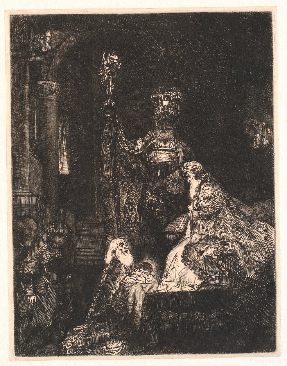 Tapınaktaki sunum: karanlık bir şekilde by Rembrandt van Rijn