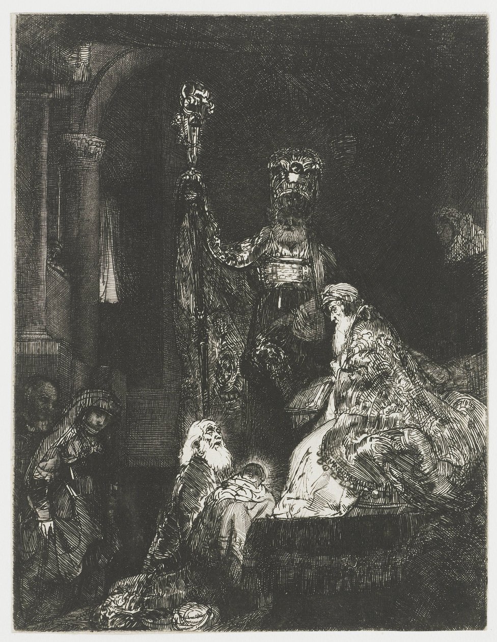 Tapınakta karanlık bir şekilde sunum by Rembrandt van Rijn
