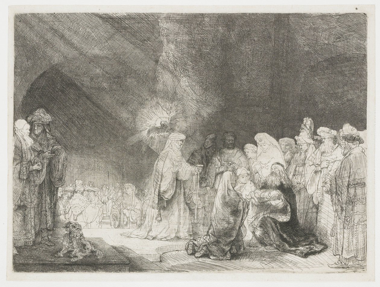 Tapınaktaki sunum: dikdörtgen baskı by Rembrandt van Rijn