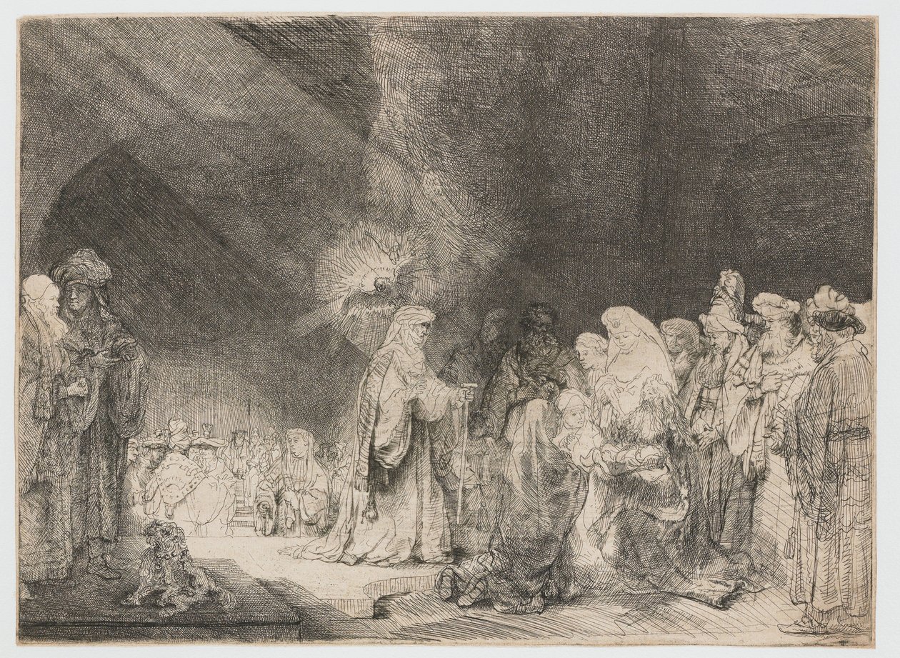 Tapınaktaki sunum: dikdörtgen baskı by Rembrandt van Rijn
