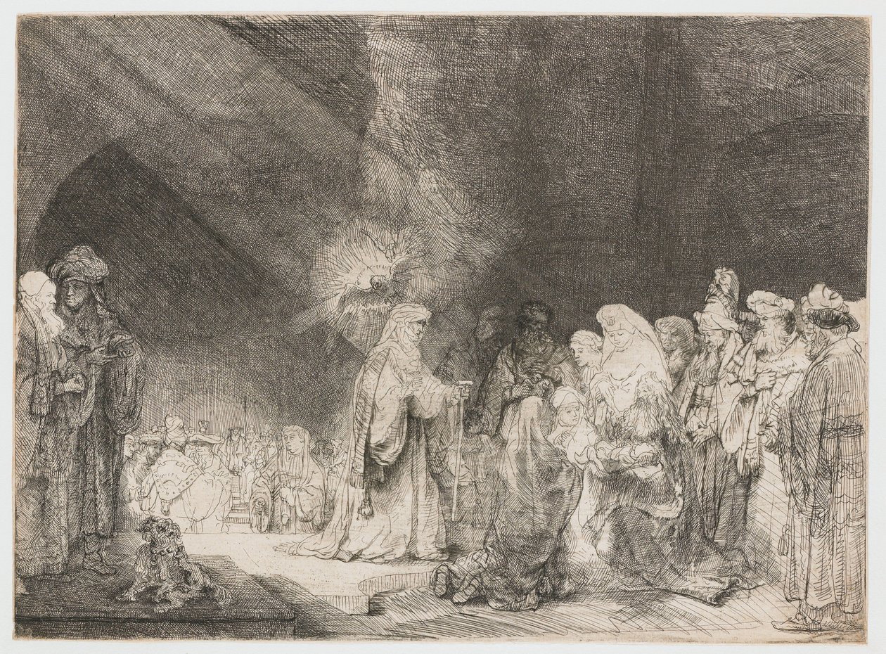 Tapınaktaki sunum: dikdörtgen baskı by Rembrandt van Rijn
