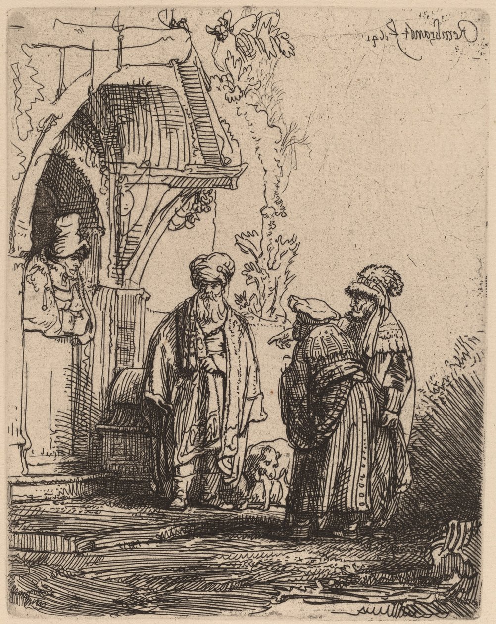 Üç Doğu Figürü (Yakup ve Laban?) by Rembrandt van Rijn