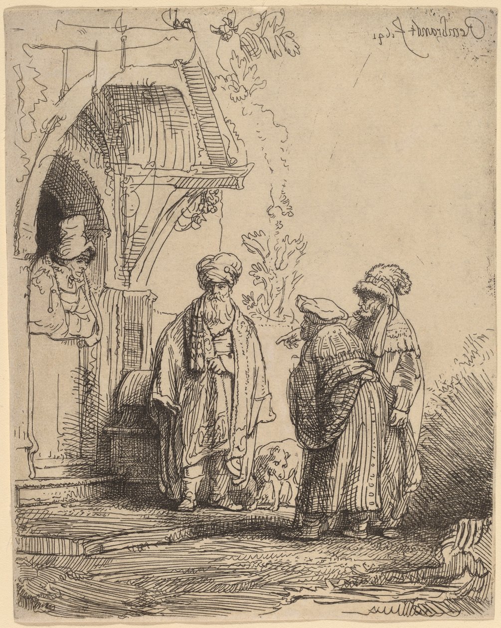 Üç Doğu Figürü (Yakup ve Laban?) by Rembrandt van Rijn