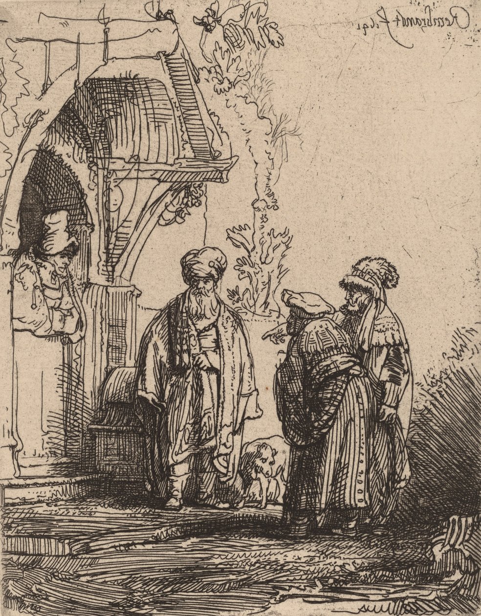 Üç Doğulu Figür Jacob ve Laban, 1641. by Rembrandt van Rijn