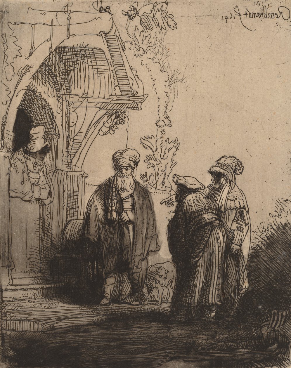 Üç Doğulu Figür Jacob ve Laban, 1641. by Rembrandt van Rijn