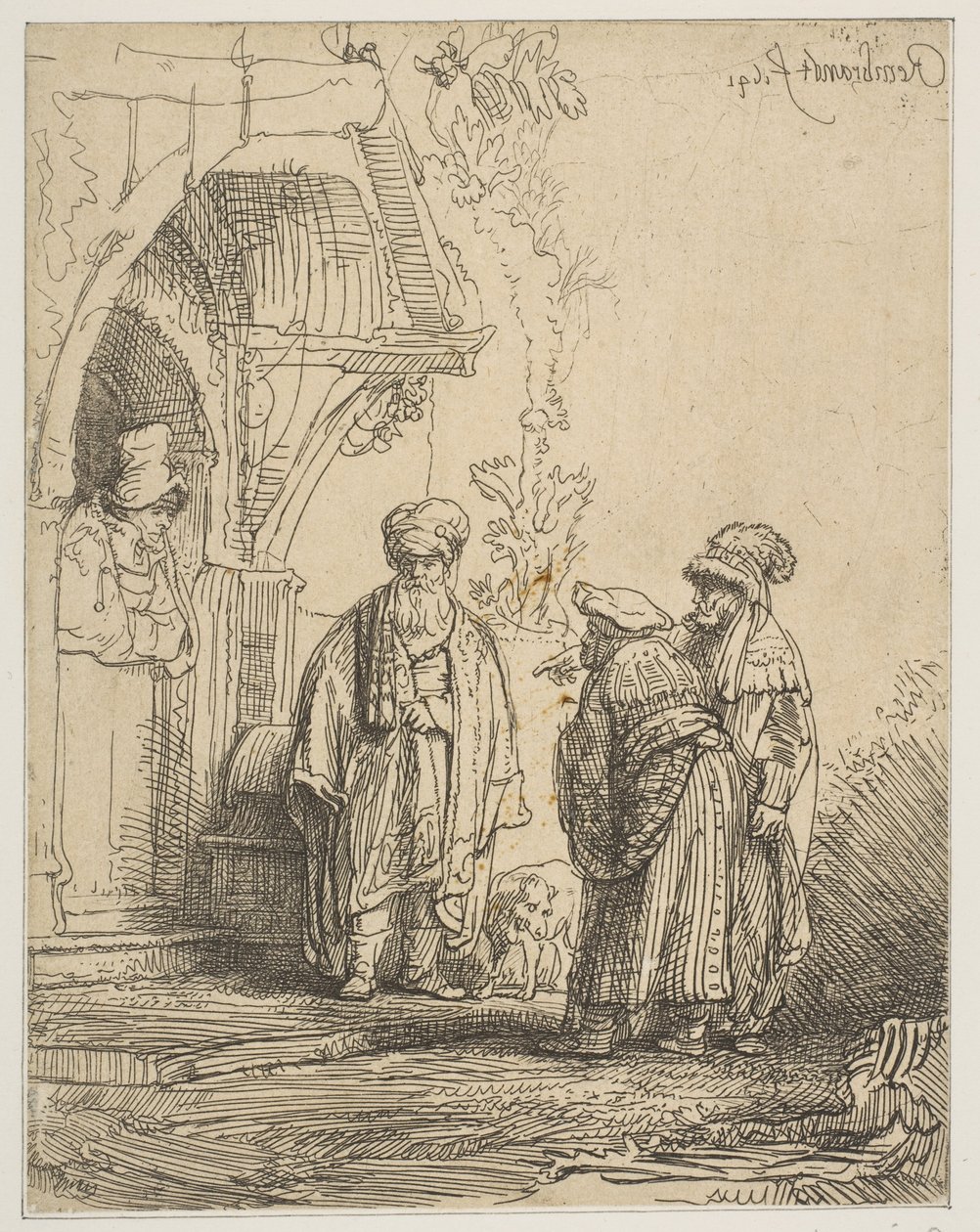 Üç Doğulu Figür Jacob ve Laban, 1641. by Rembrandt van Rijn