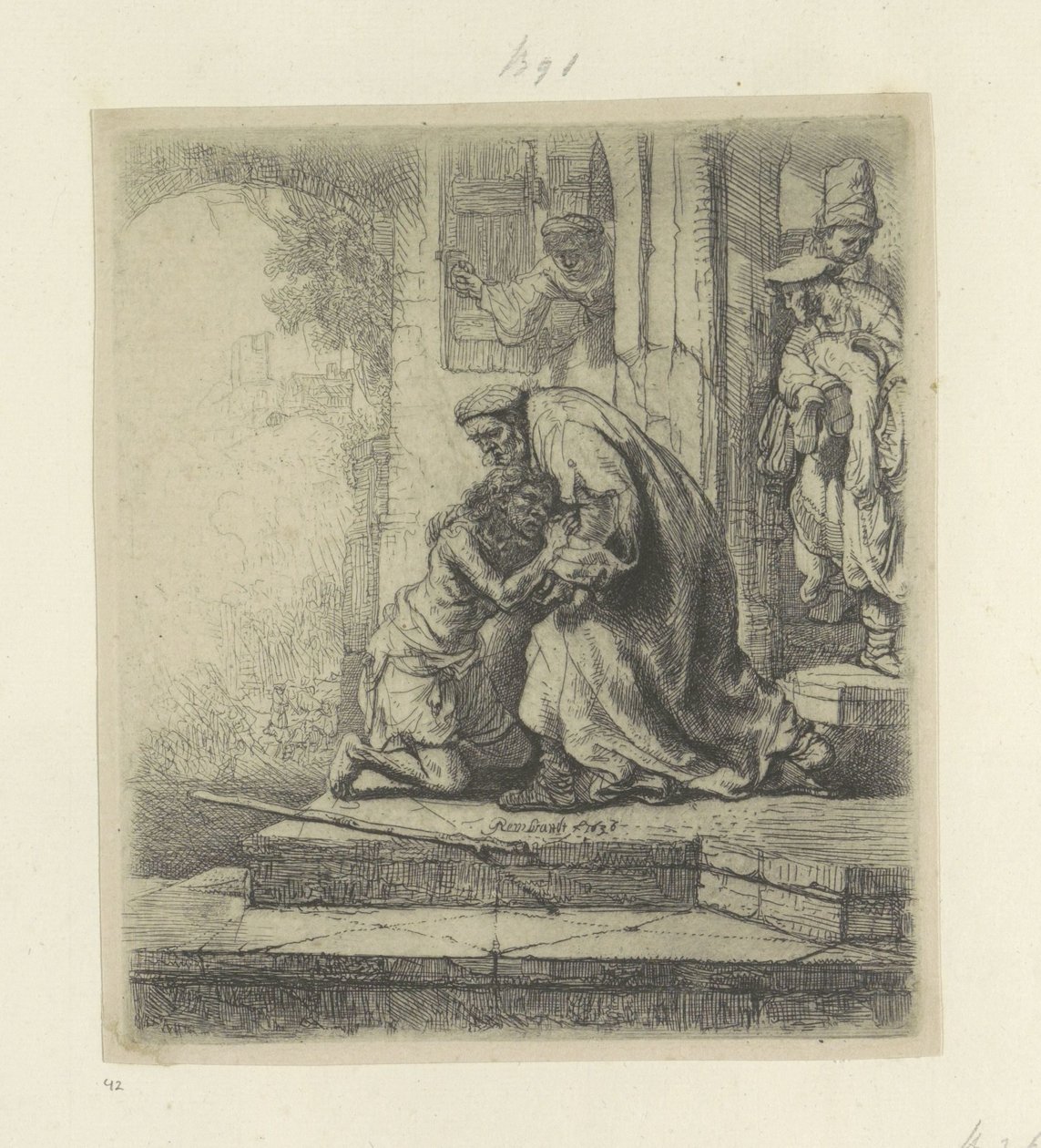 Prodigal Oğlunun Eve Dönüşü Recueil de quatre-vingt-cinq orijinalleri estampes (seri başlığı) by Rembrandt van Rijn