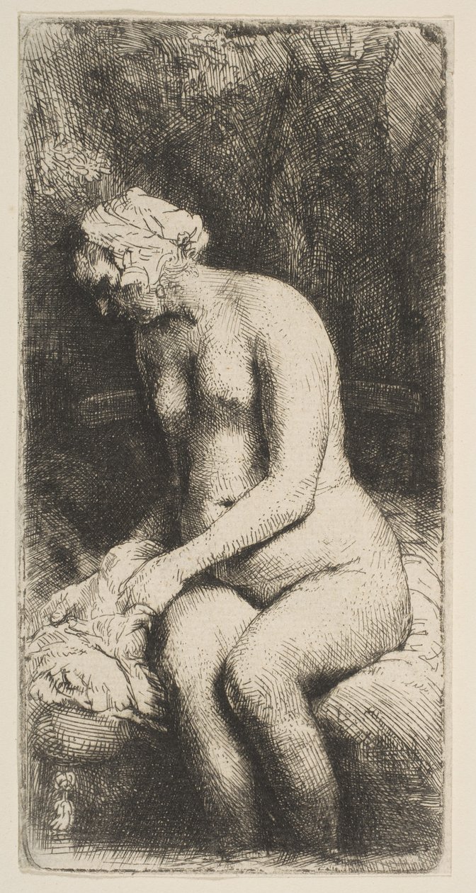 Derede Ayaklarını Yıkanan Kadın, 1658. by Rembrandt van Rijn