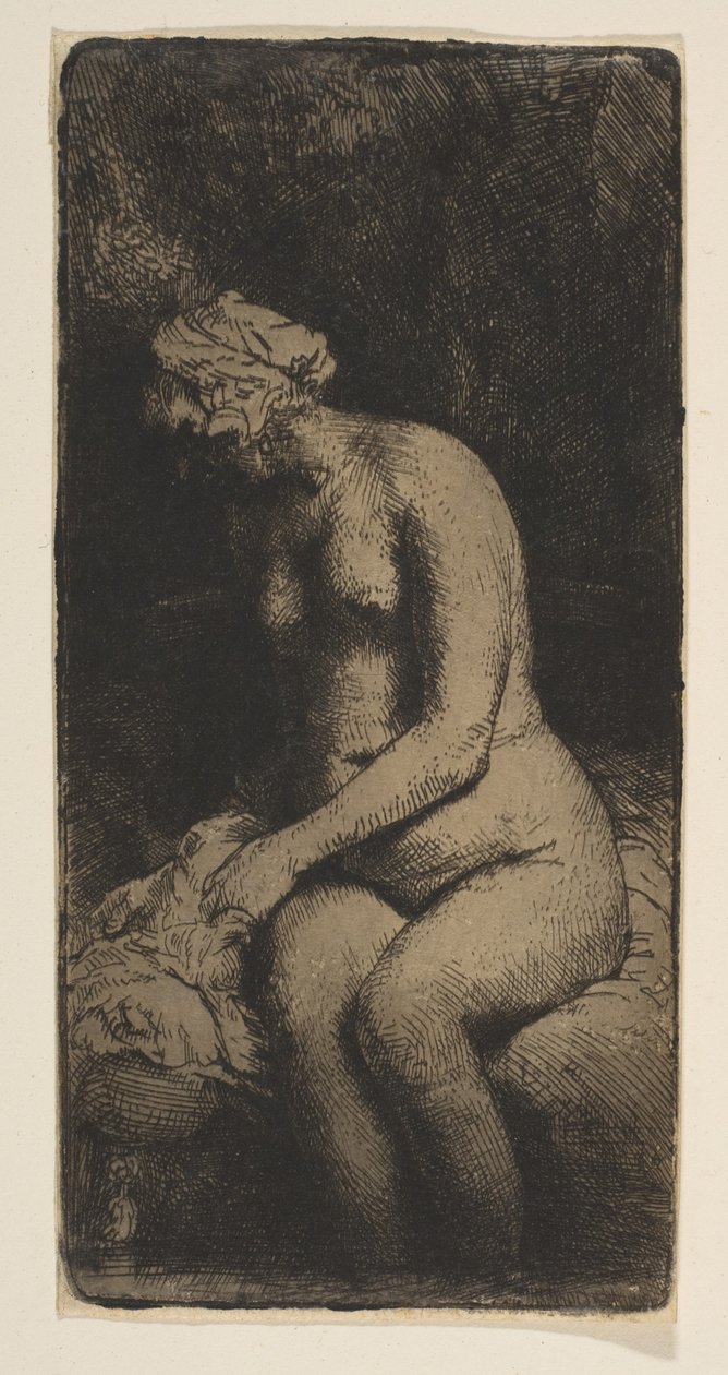 Derede Ayaklarını Yıkanan Kadın, 1658. by Rembrandt van Rijn