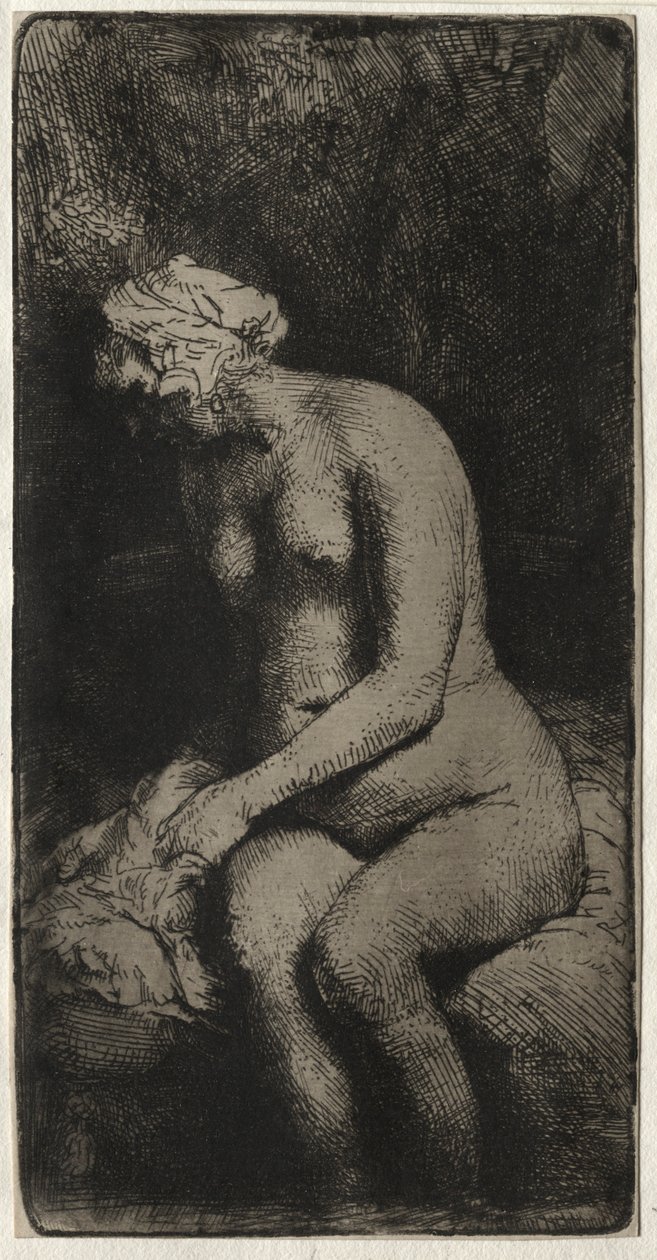 Derede Ayaklarını Yıkanan Kadın, 1658. by Rembrandt van Rijn