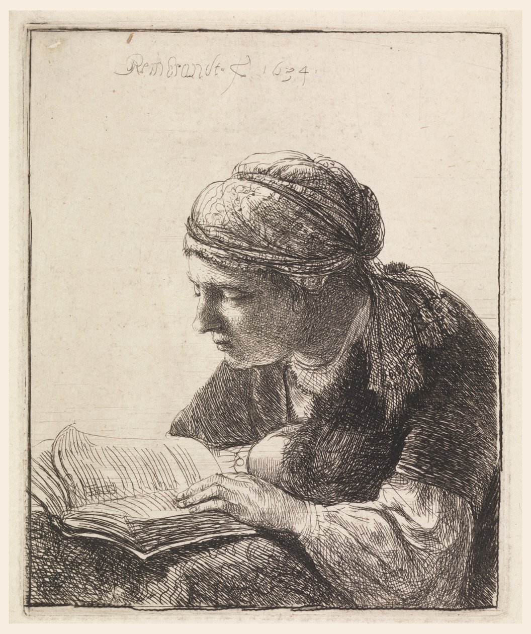 kadın okuma by Rembrandt van Rijn