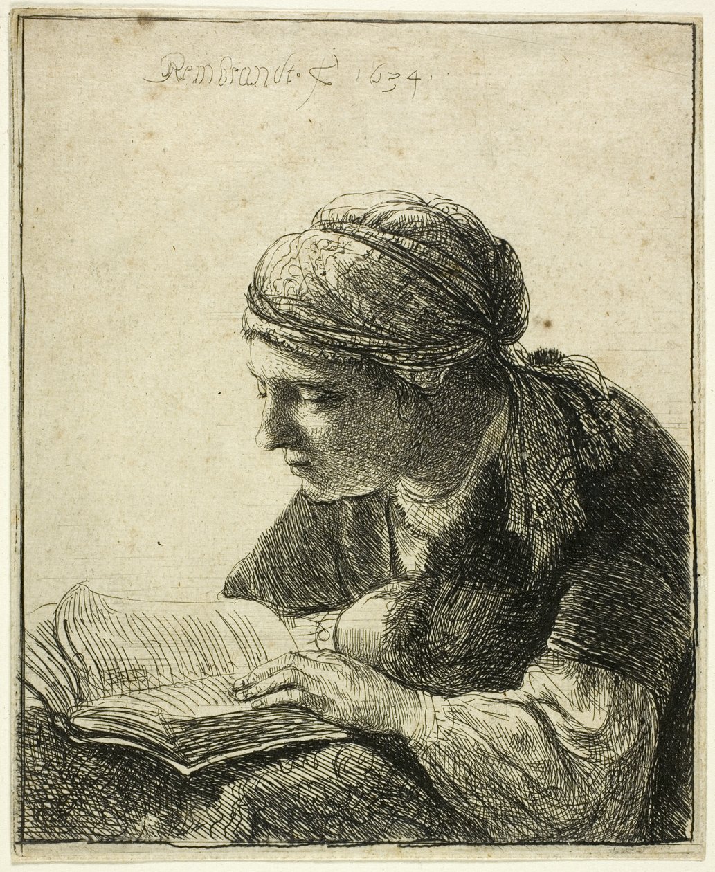 kadın okuma by Rembrandt van Rijn
