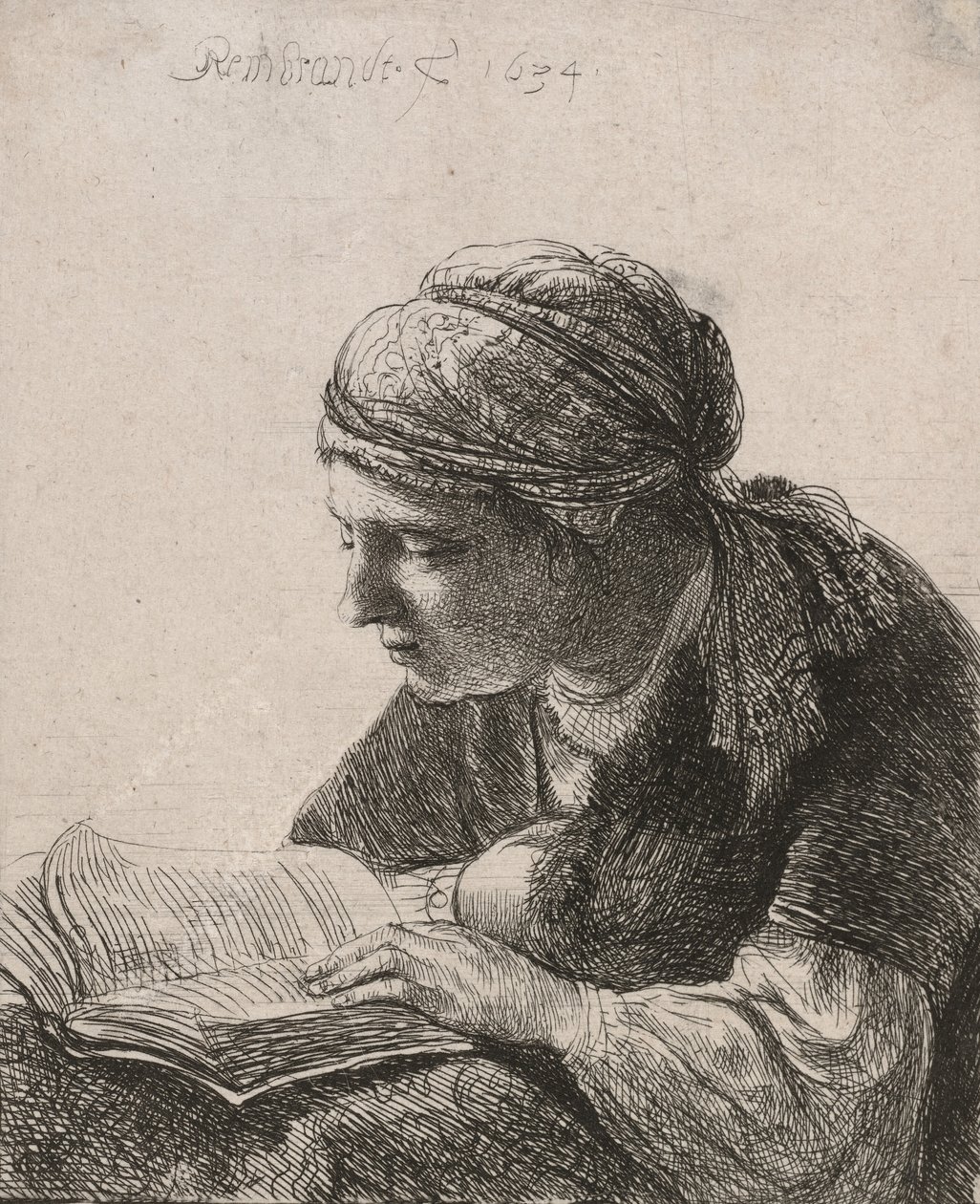 Kadın Okuma, 1634. by Rembrandt van Rijn