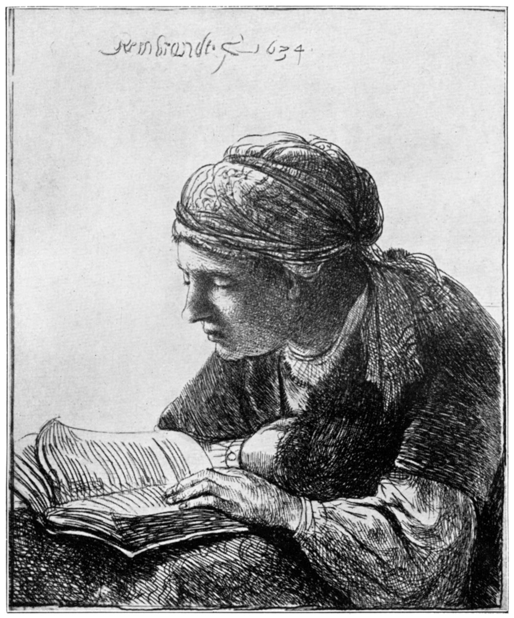 Kadın Okuma, 1634, 1912. by Rembrandt van Rijn