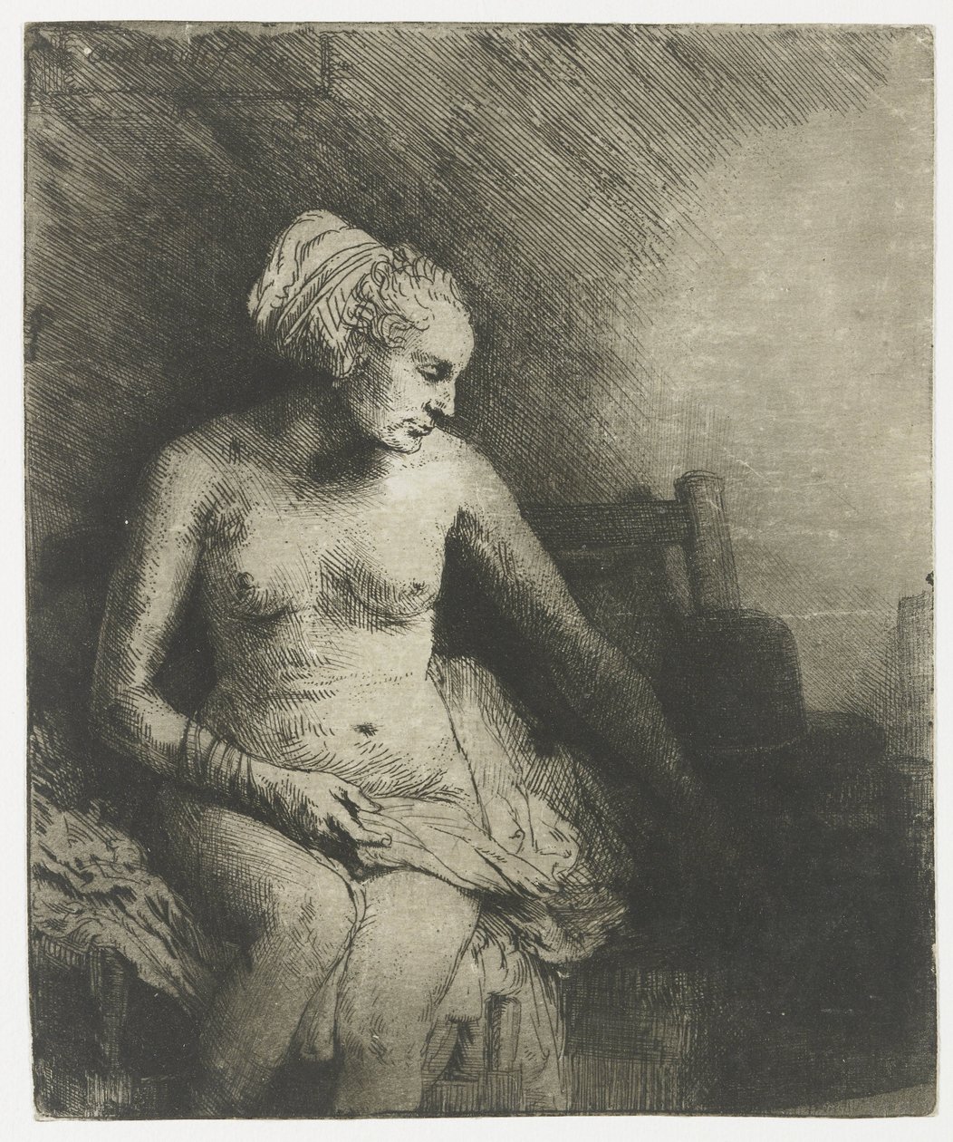 Banyoda Şapkalı Kadın Banyoda Şapkalı Kadın Banyoda Yanında Şapkalı Kadın by Rembrandt van Rijn