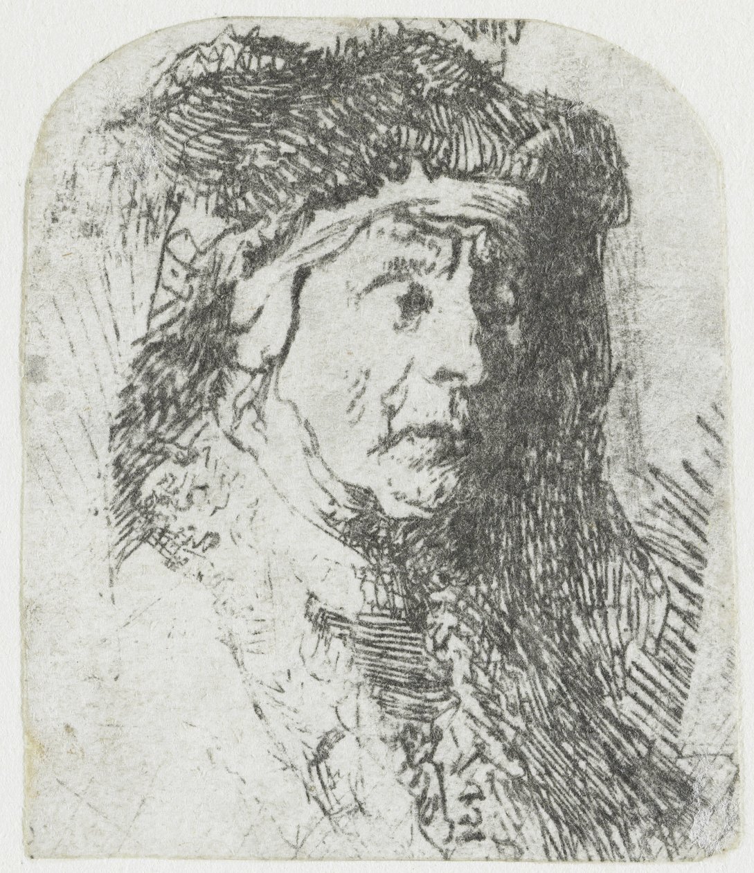 Kürklü Pelerinli Kadın Kürklü pelerinli ve ağır başlıklı yaşlı bir kadının büstü by Rembrandt van Rijn