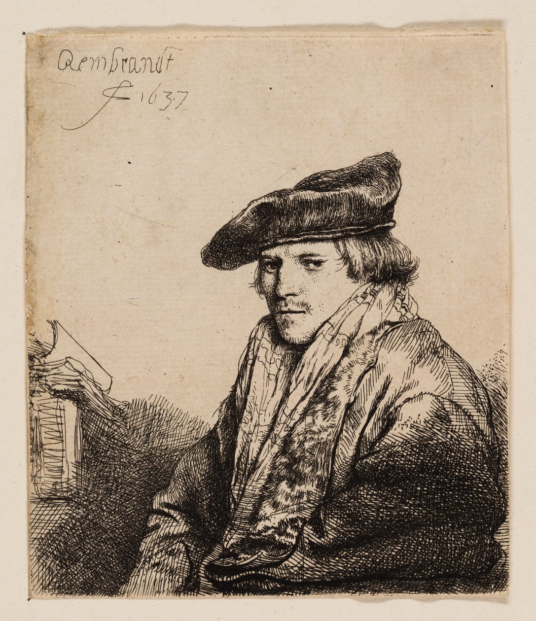 Kadife Şapkalı Genç Adam (Petrus Sylvius?) by Rembrandt van Rijn