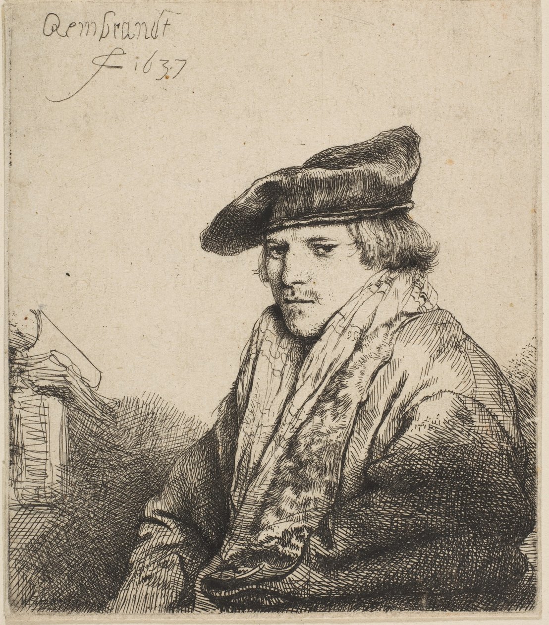 Kadife Şapkalı Genç Adam Ferdinand Bol, 1637. by Rembrandt van Rijn