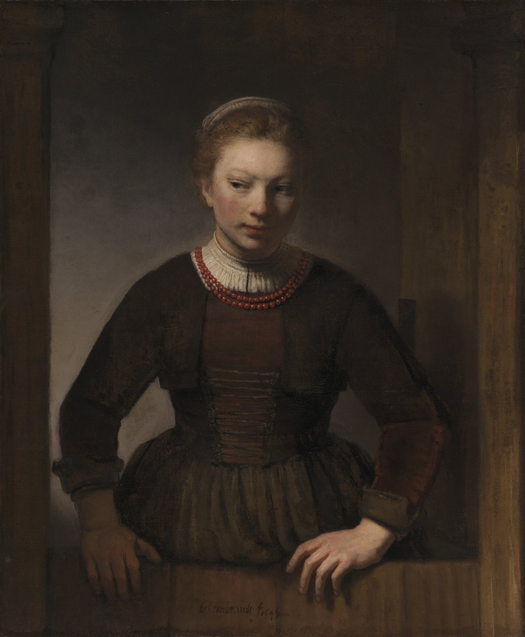 Açık Kapıdaki Genç Kadın, 1645 by Rembrandt van Rijn