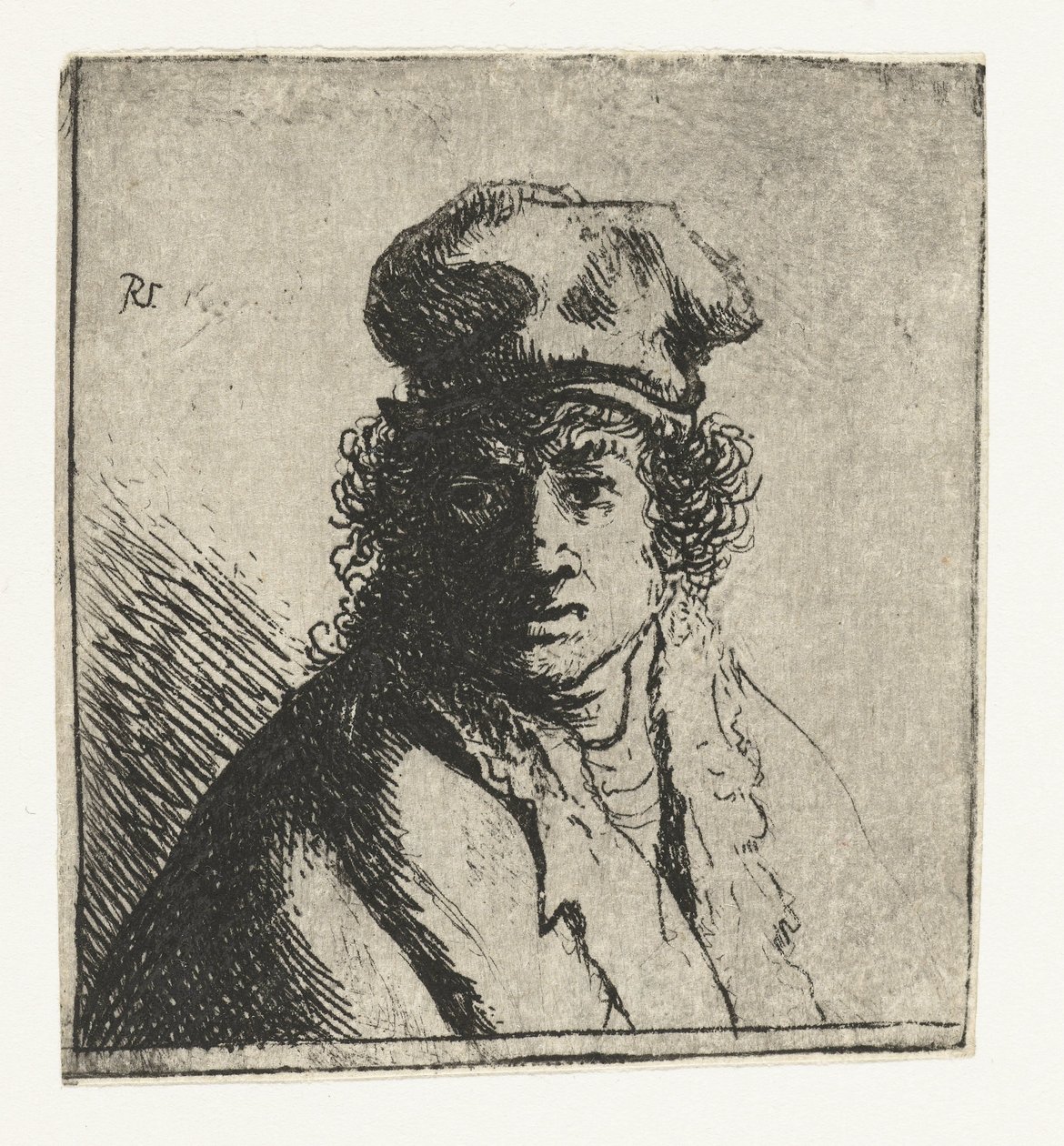 Şapkalı genç adam: büstü by Rembrandt van Rijn