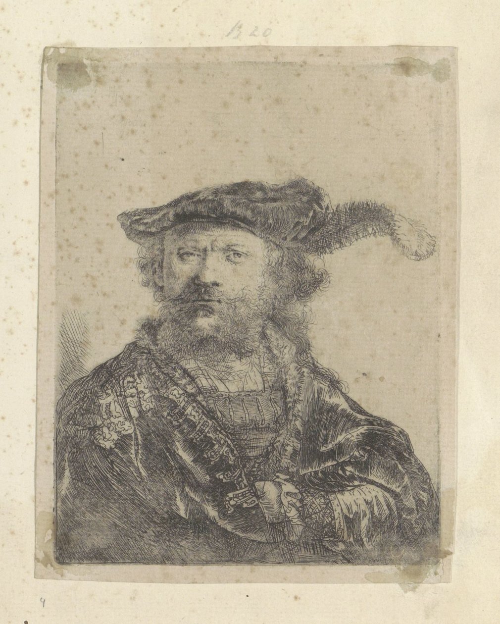 Tüylü kadife bere ile otoportre Recueil de quatre-vingt-cinq orijinalleri estampes (seri başlığı) by Rembrandt van Rijn
