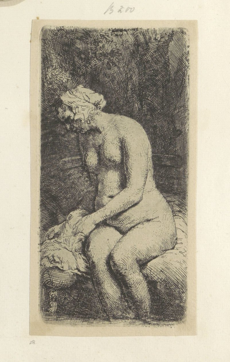 Oturan çıplak kadın Recueil de quatre-vingt-cinq orijinalleri estampes (seri başlığı) by Rembrandt van Rijn