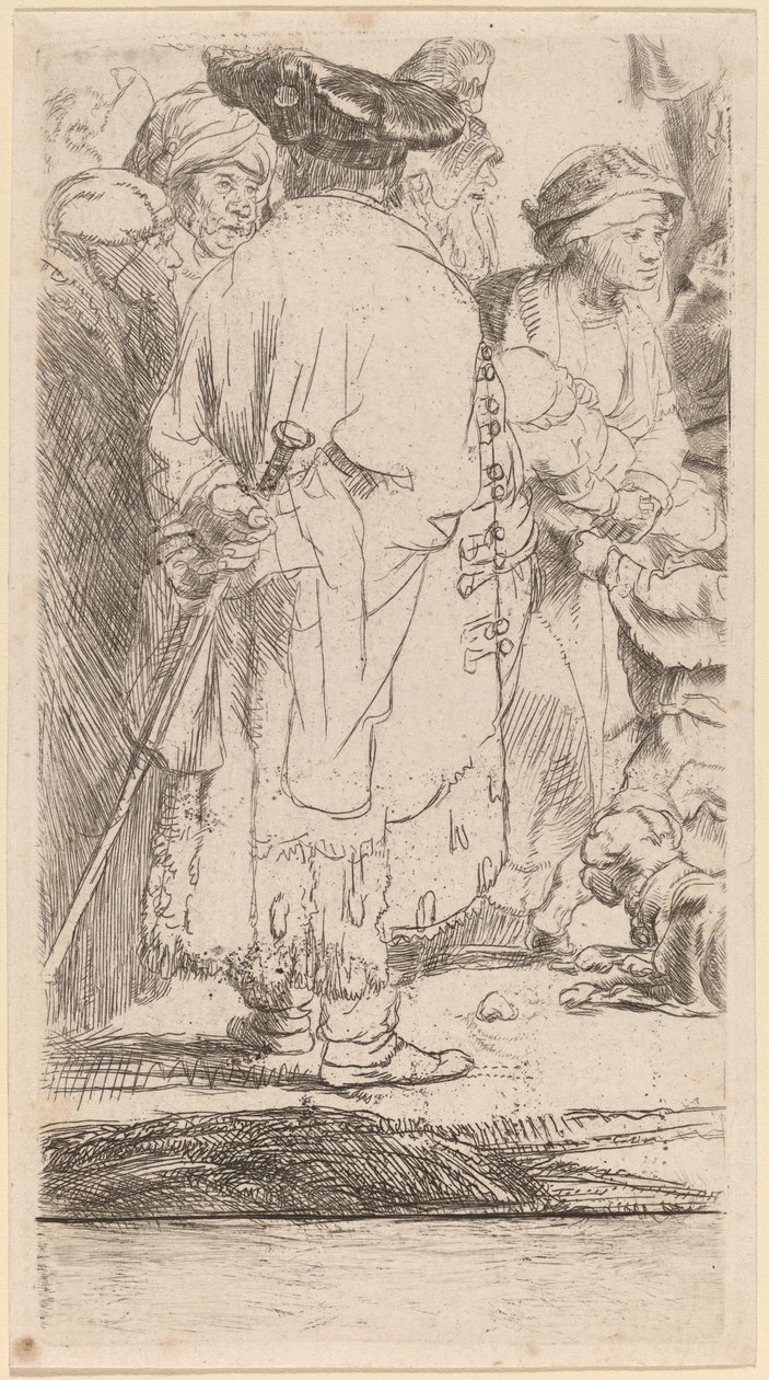 Bastonlu Adam (Yüz Guilder Baskısından Fragman) by Rembrandt van Rijn and William Baillie
