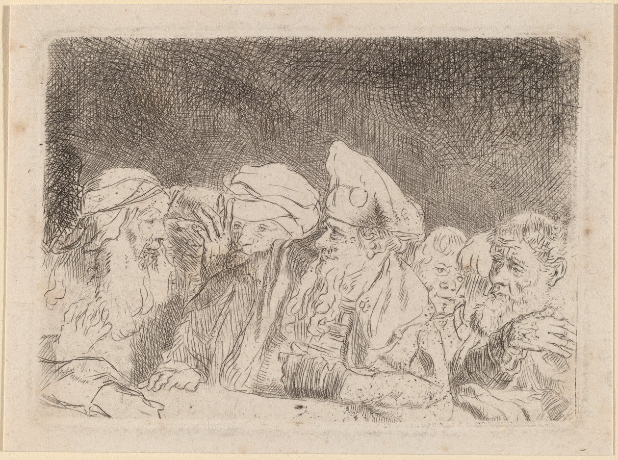 Ferisiler Tartışıyor (Yüz Guilder Baskısından Fragman) by Rembrandt van Rijn and William Baillie