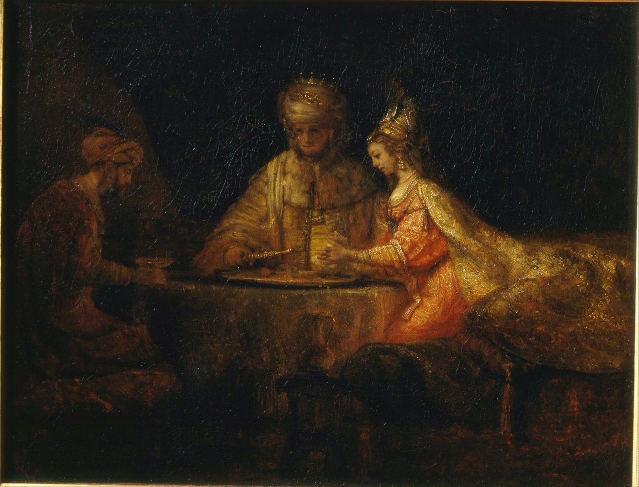 Ahaşveroş, Haman ve Ester by Rembrandt van Rijn