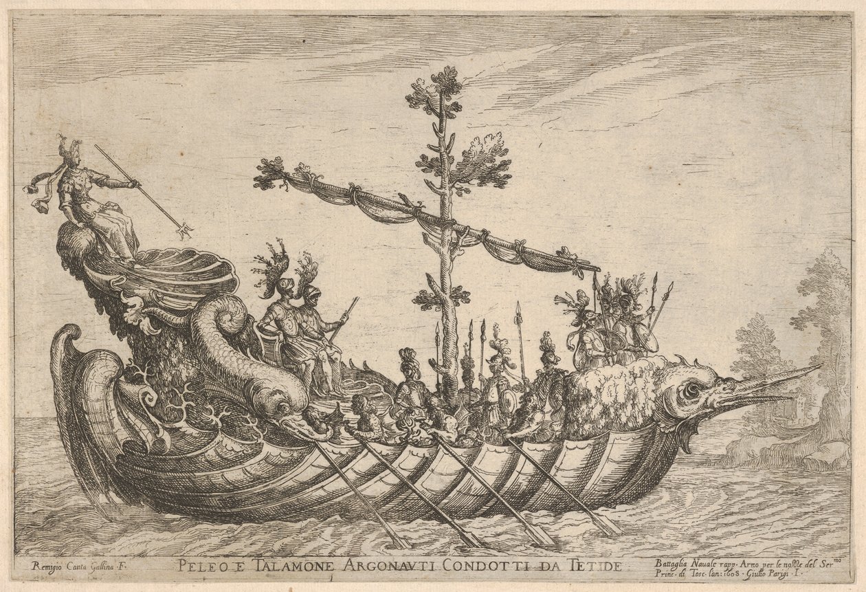 Argonotların Gemileri serisinden Peleus ve Telamon, düğün kutlaması için..., 1608. by Remigio Cantagallina