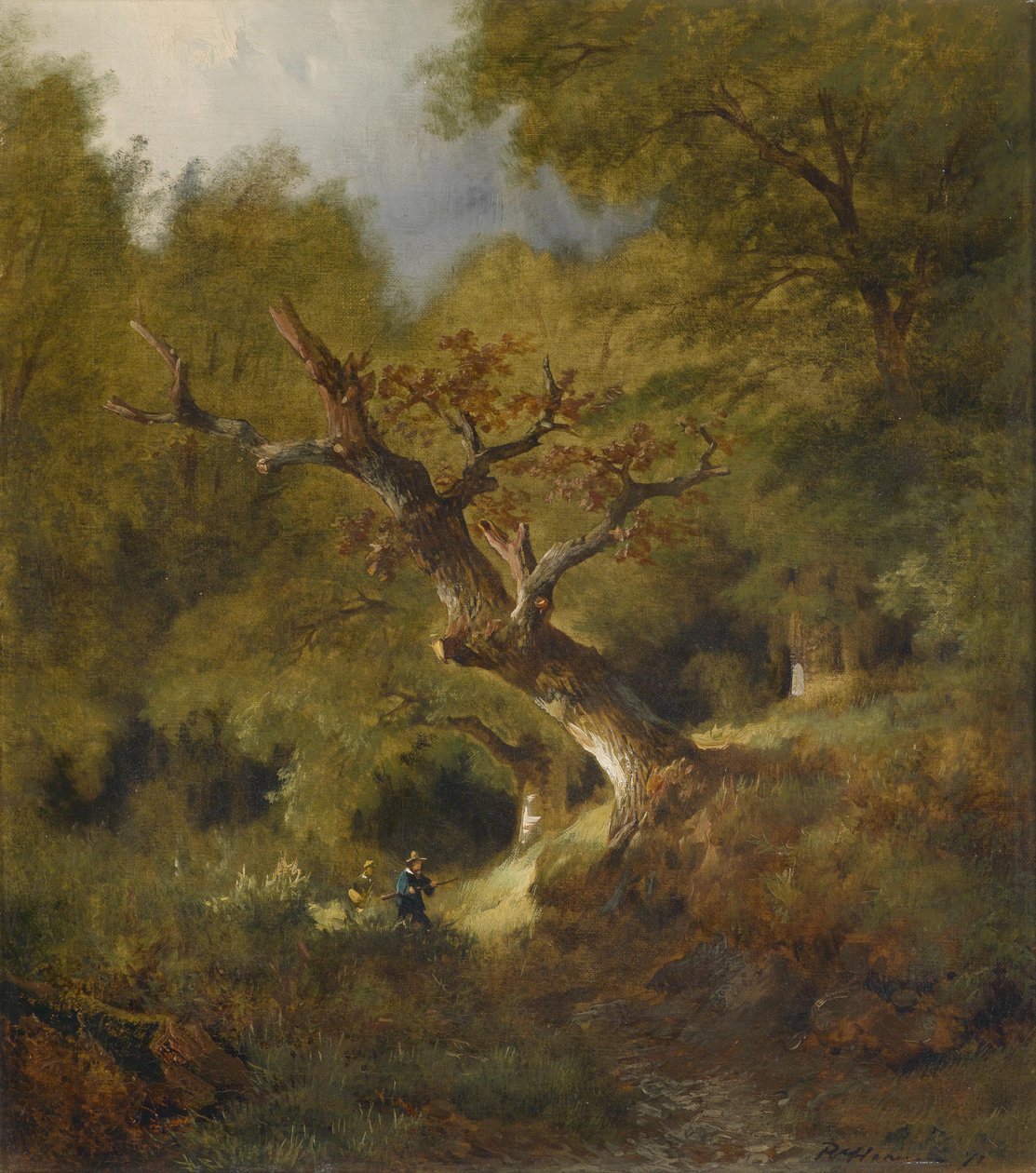 Bir avcı ile orman manzarası by Remigius Adrianus Haanen