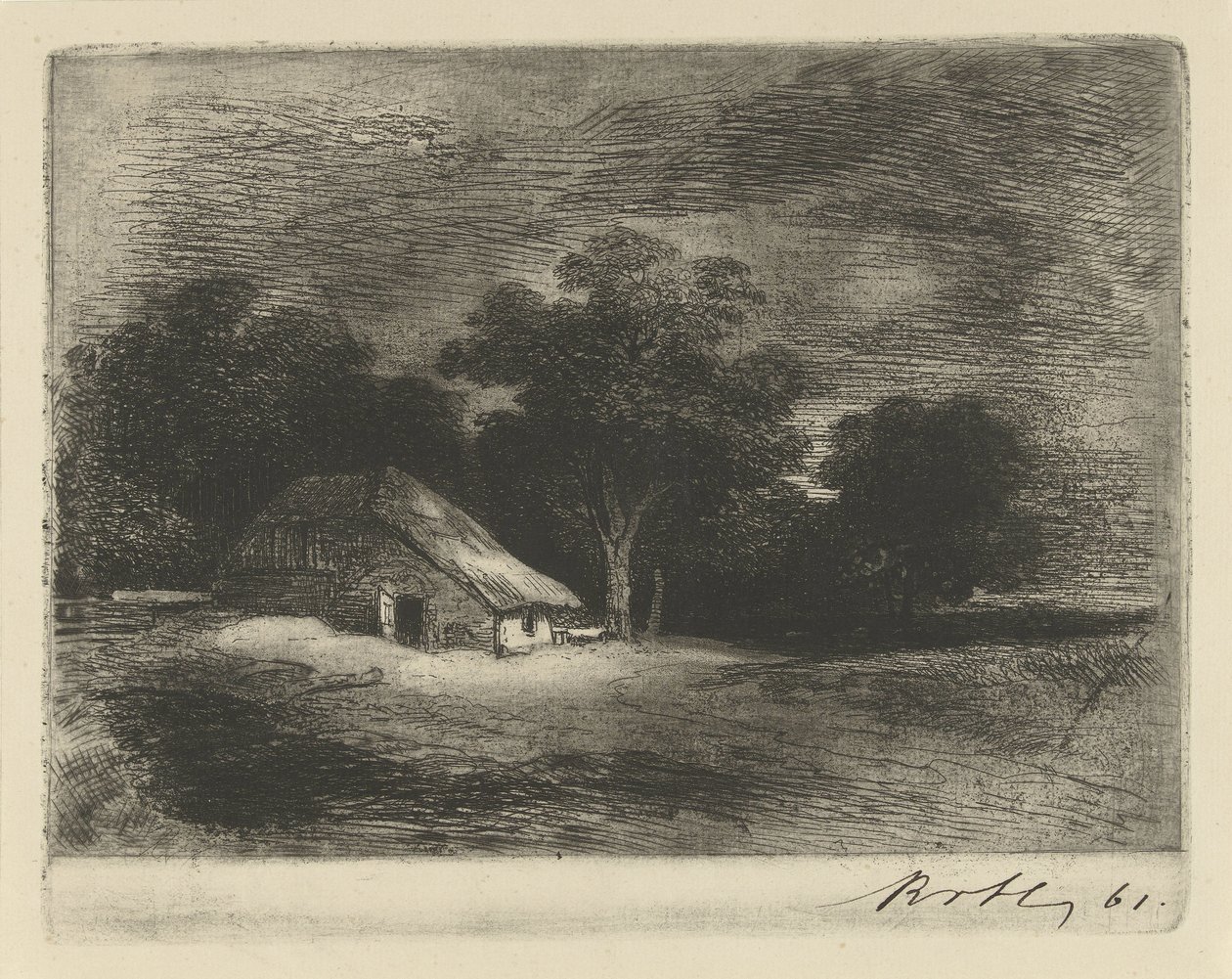 ağaçların yanında çiftlik by Remigius Adrianus Haanen (signed by artist)