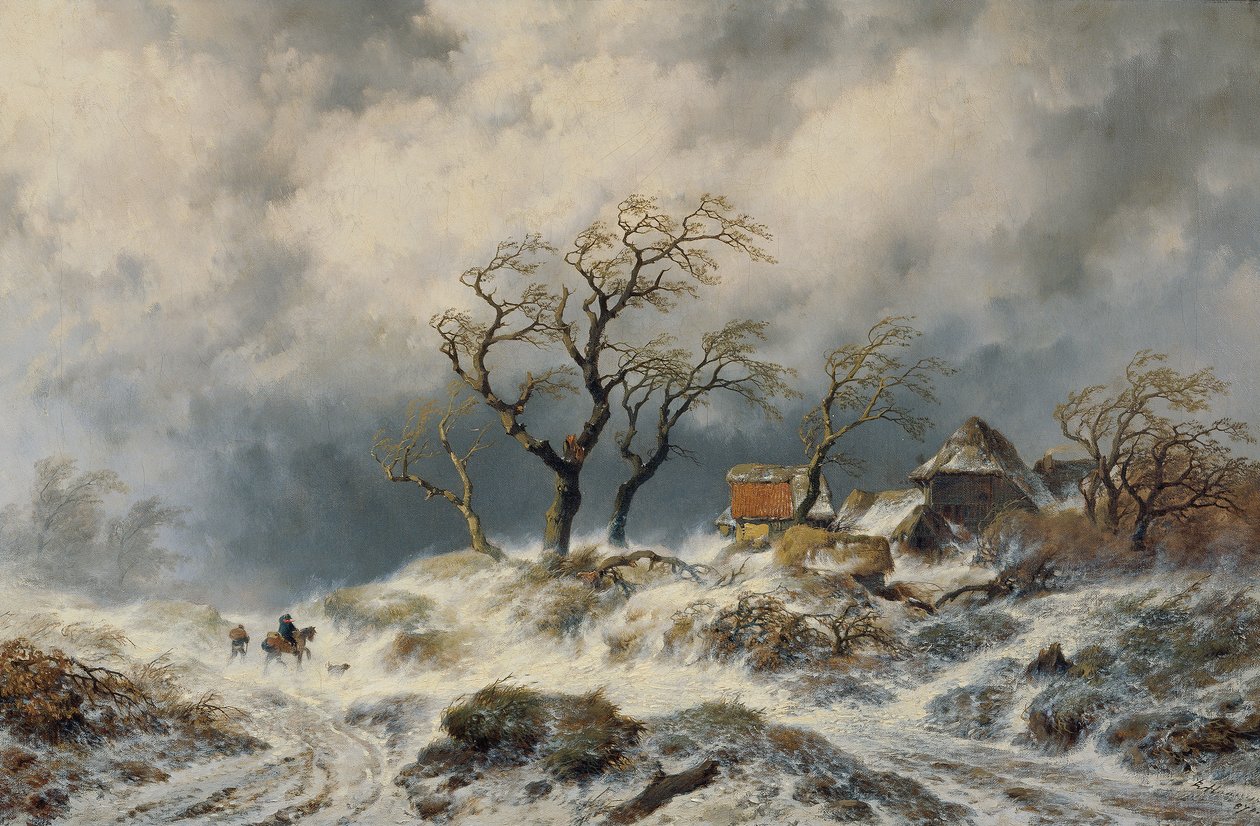 Hollandalı kış manzarası (kar yığınları) by Remigius Adrianus van Haanen