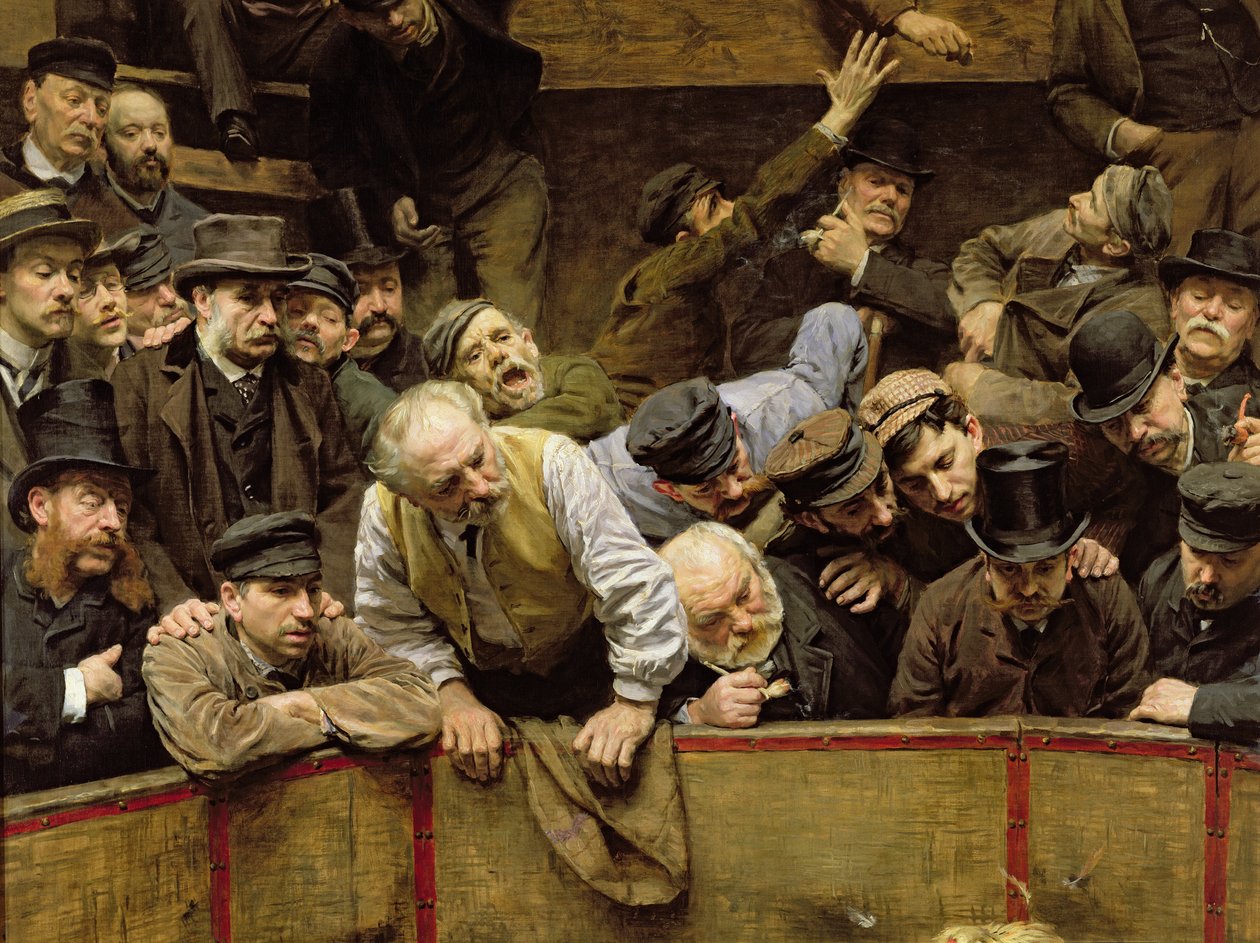 The Cockfight, 1889 oil on canvas detail of 26285 by Remy Cogghe