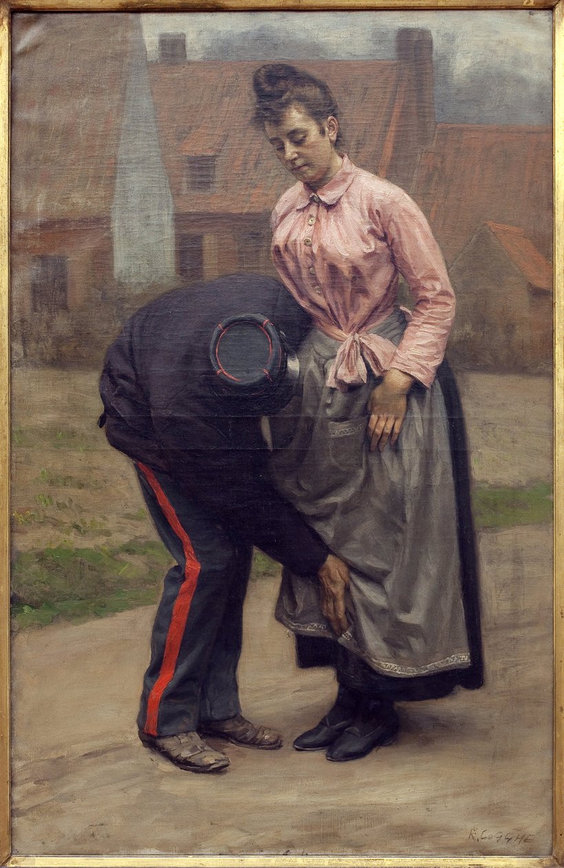 Gümrük arama. Remy Cogghe (1854-1935), Tuval Üzerine Yağlıboya Tablo by Remy Cogghe