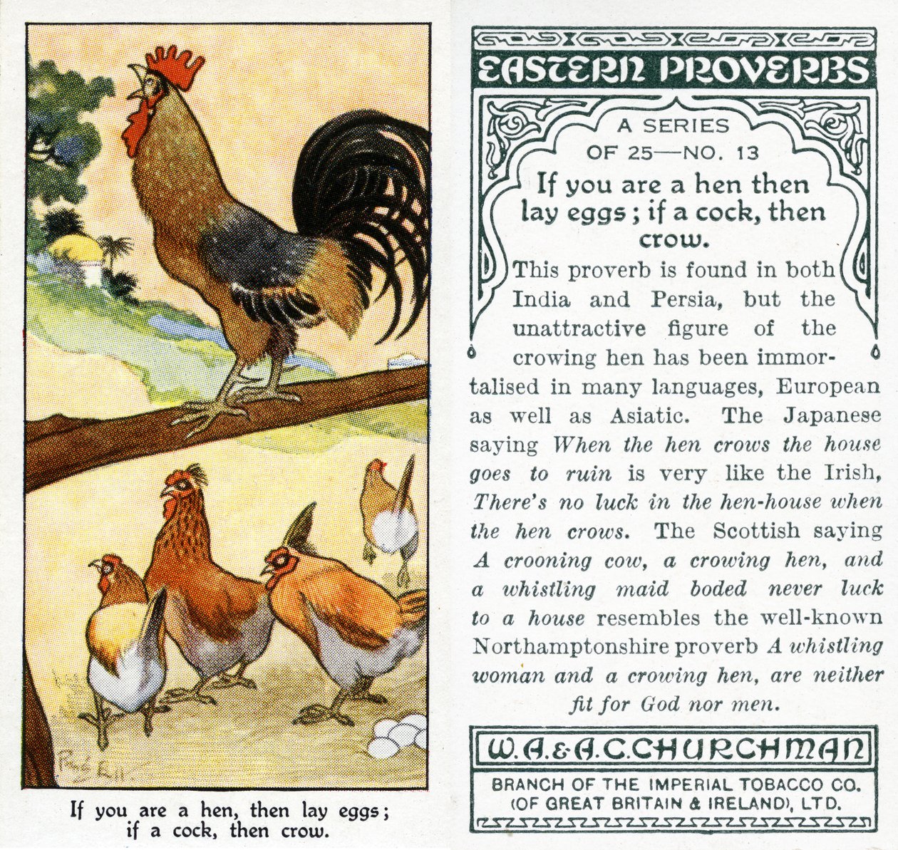 Eğer bir tavuksan, o zaman yumurta bırak; horoz ise, o zaman karga, 1931 (ayrıca bkz. 498192) by René Bull