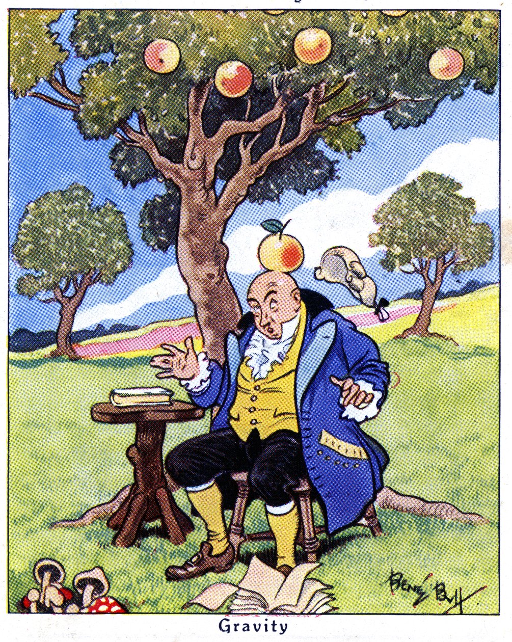 Isaac Newton yerçekimini keşfetti, 1936 by René Bull