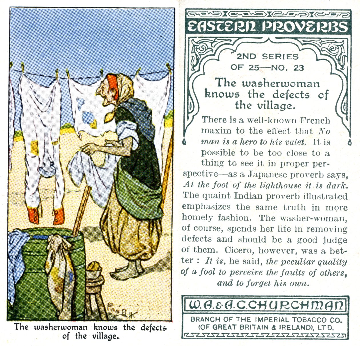'Çamaşırcı köyün kusurlarını biliyor', 1932 by René Bull
