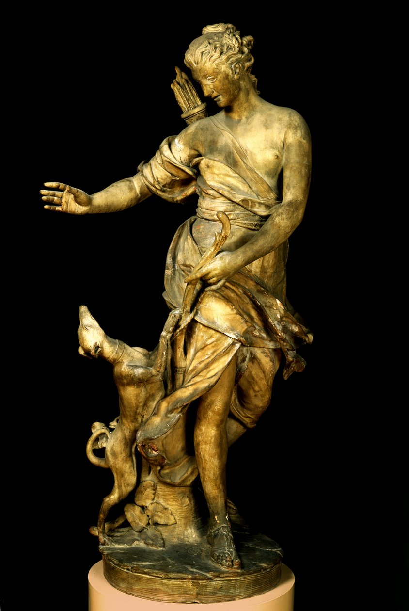 Diana ve Köpeği, 1717 (mermer) by Rene Fremin
