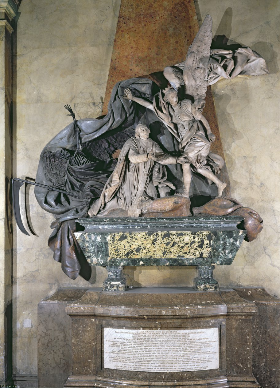 Jean Baptiste Joseph Languet de Gergy'nin (1675-1750) mezarı 1753, 1757'de tamamlandı (mermer ve ahşap) by Rene Michel Slodtz