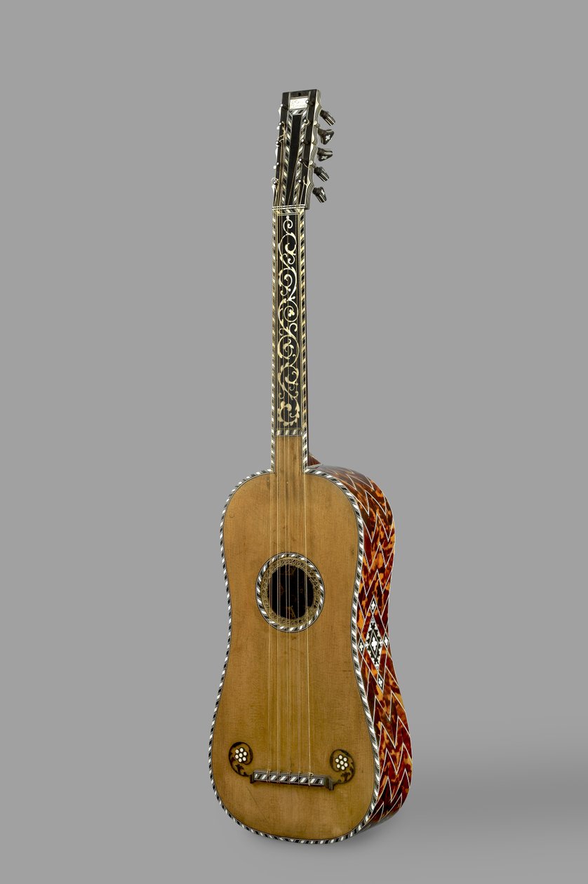 Gitar, 1641 (doğal çam, kaplumbağa kabuğu, sedef, fildişi) by Rene Voboam
