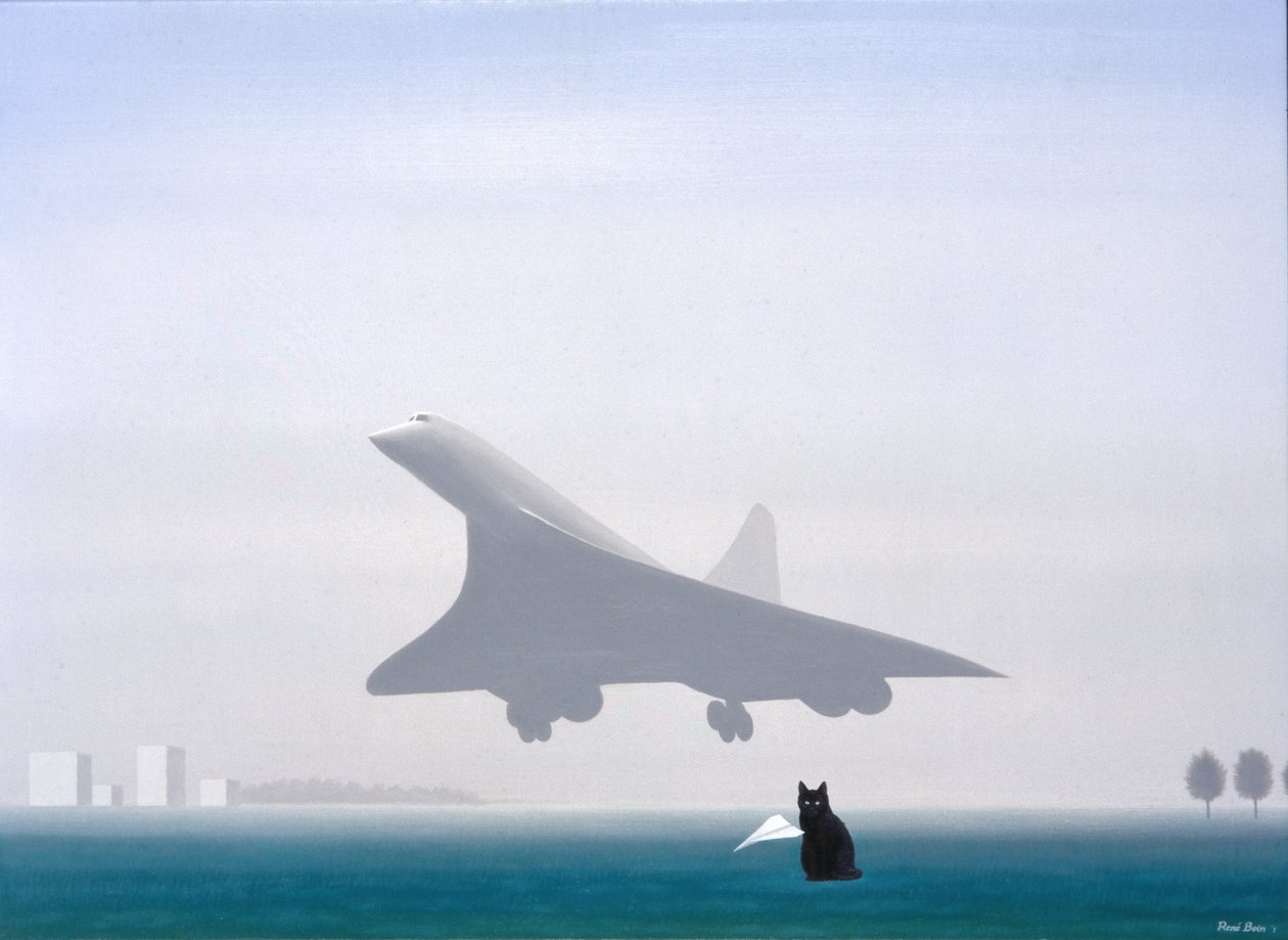 Kara Kedi, 2001, Tuval üzerine yağlıboya by Rene Boin