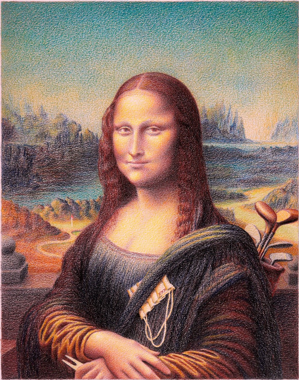 DA VINCI-Golf, 2020, Kağıt üzerine renkli kalem çizimi by Rene Boin