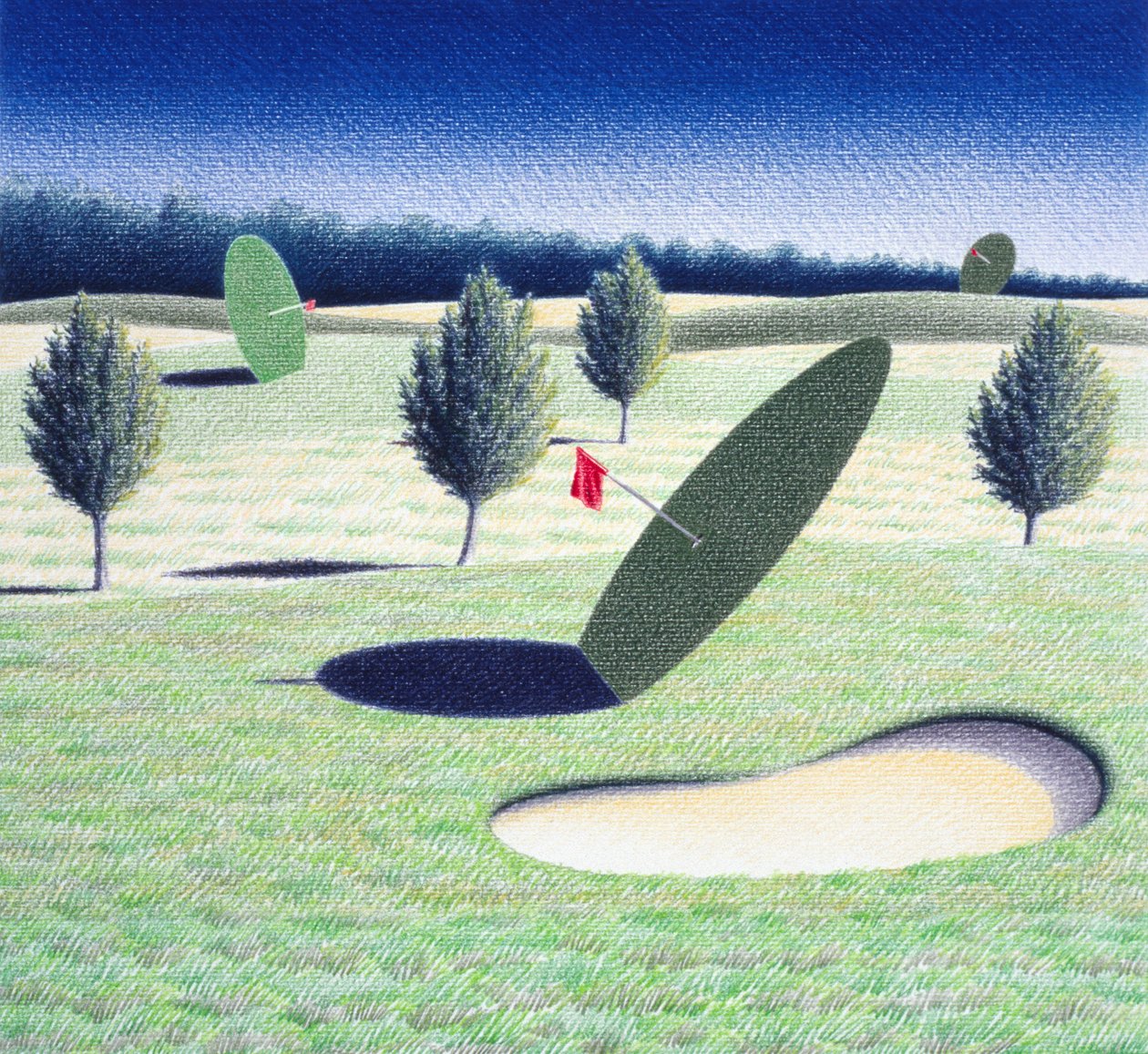Diskler, 2002, Kağıt üzerine renkli karakalem by Rene Boin