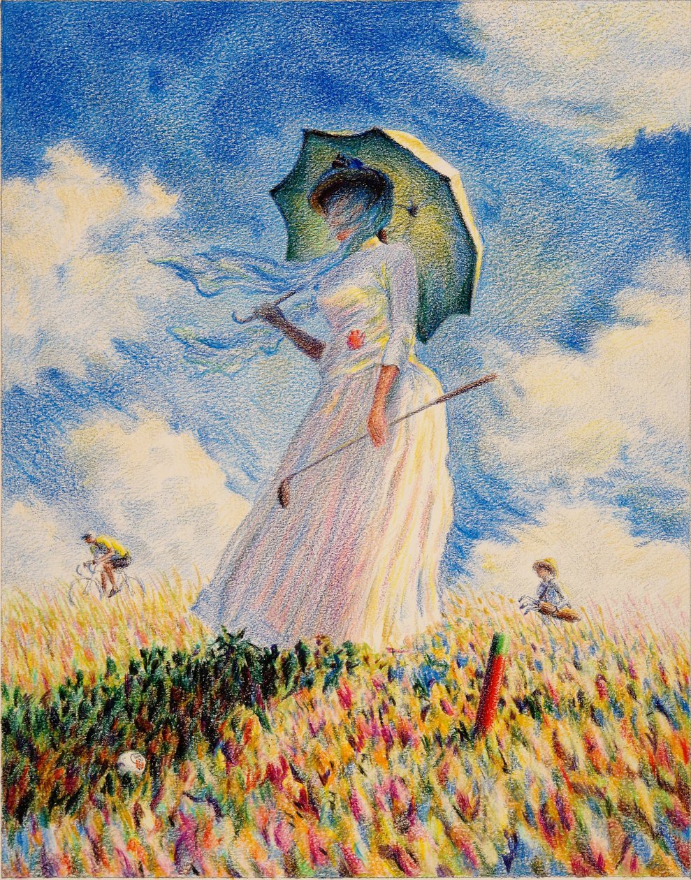 MONET-Golf, 2019, Kağıt üzerine renkli karakalem by Rene Boin