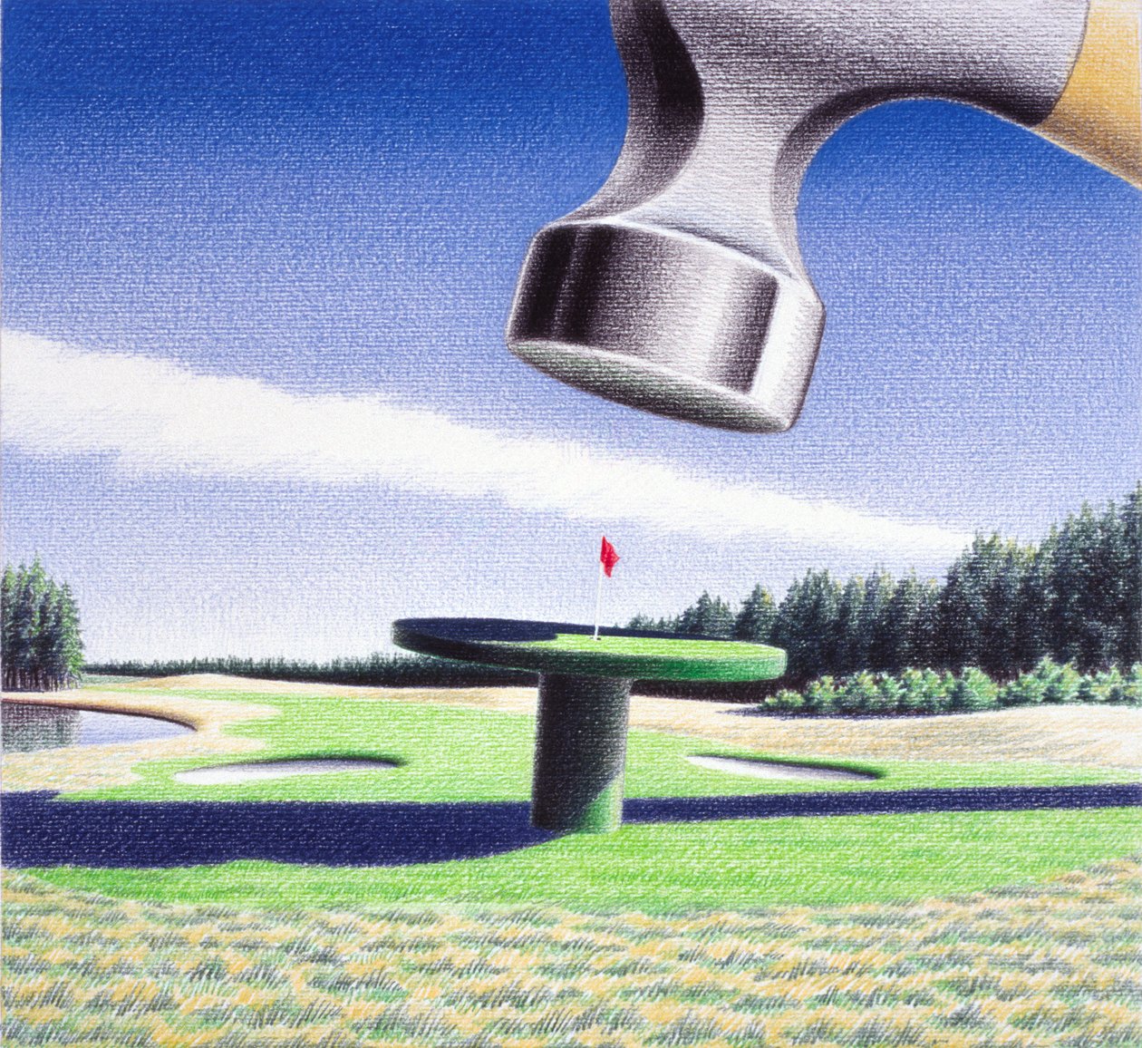 Pin, 2002, Kağıt üzerine renkli karakalem by Rene Boin