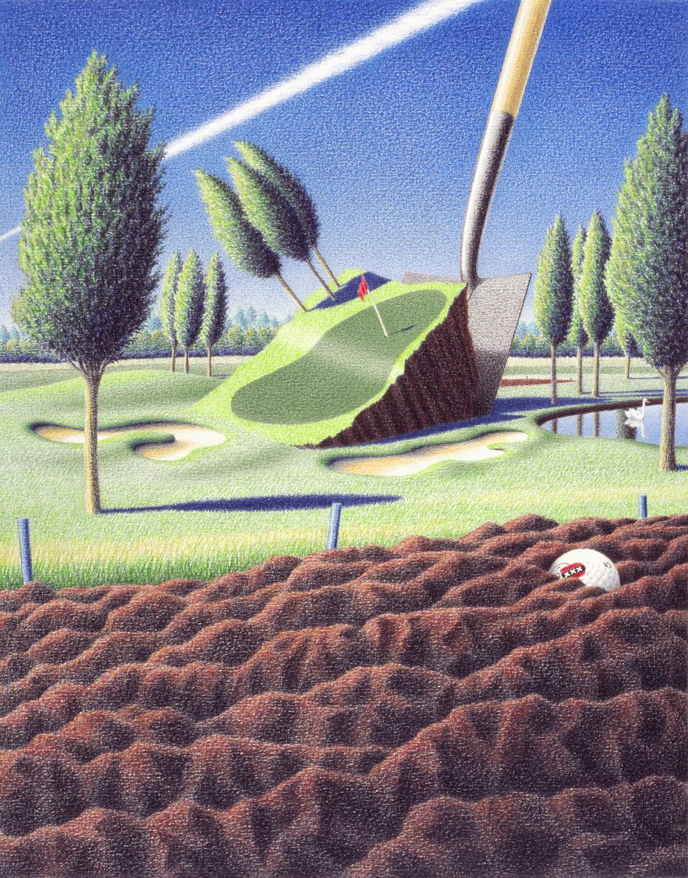 Maça, 2005, Kağıt üzerine renkli karakalem by Rene Boin