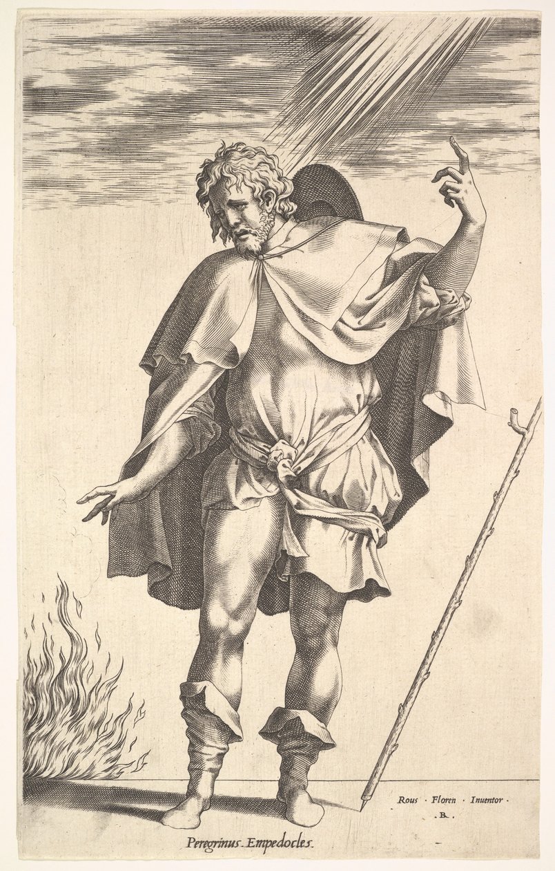 Başı dörtte üçü bakacak şekilde önde duran Empedokles, yönetir ..., yakl. 1545-63. by Rene Boyvin