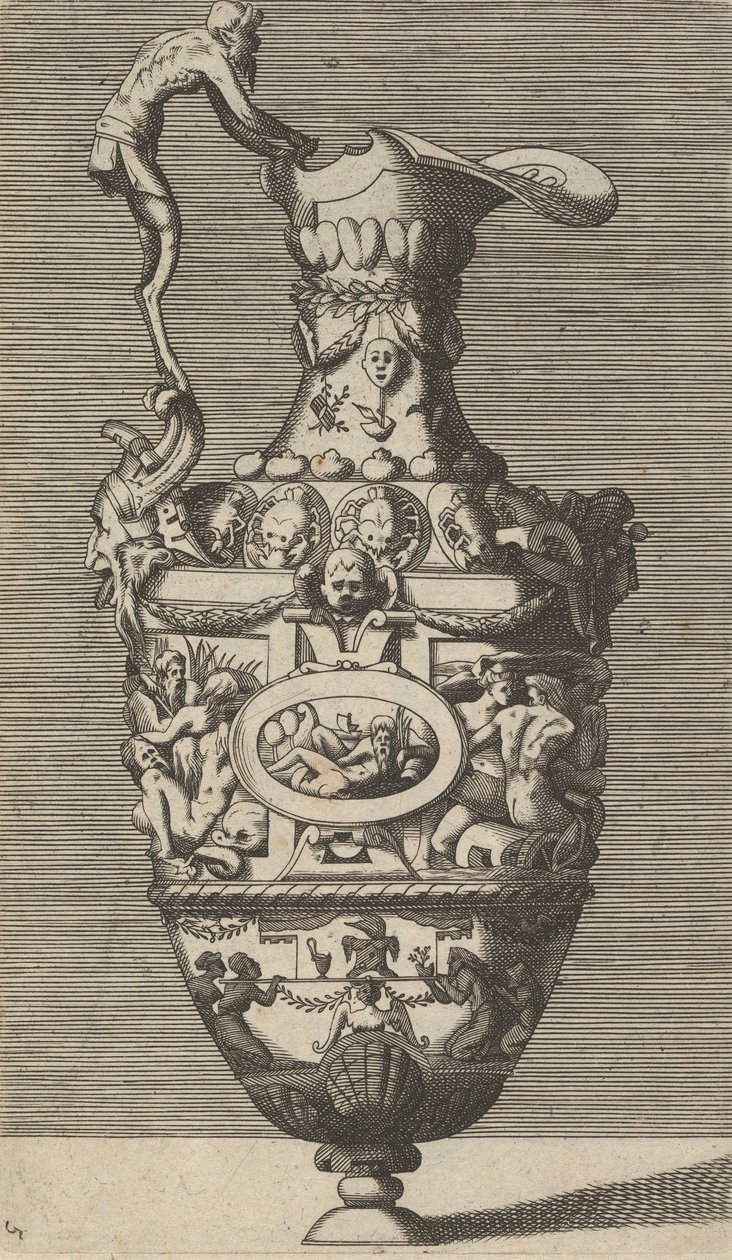 Oval Madalyon içinde Nehir Tanrısı olan vazo, 17. yüzyıl sonu. by Rene Boyvin